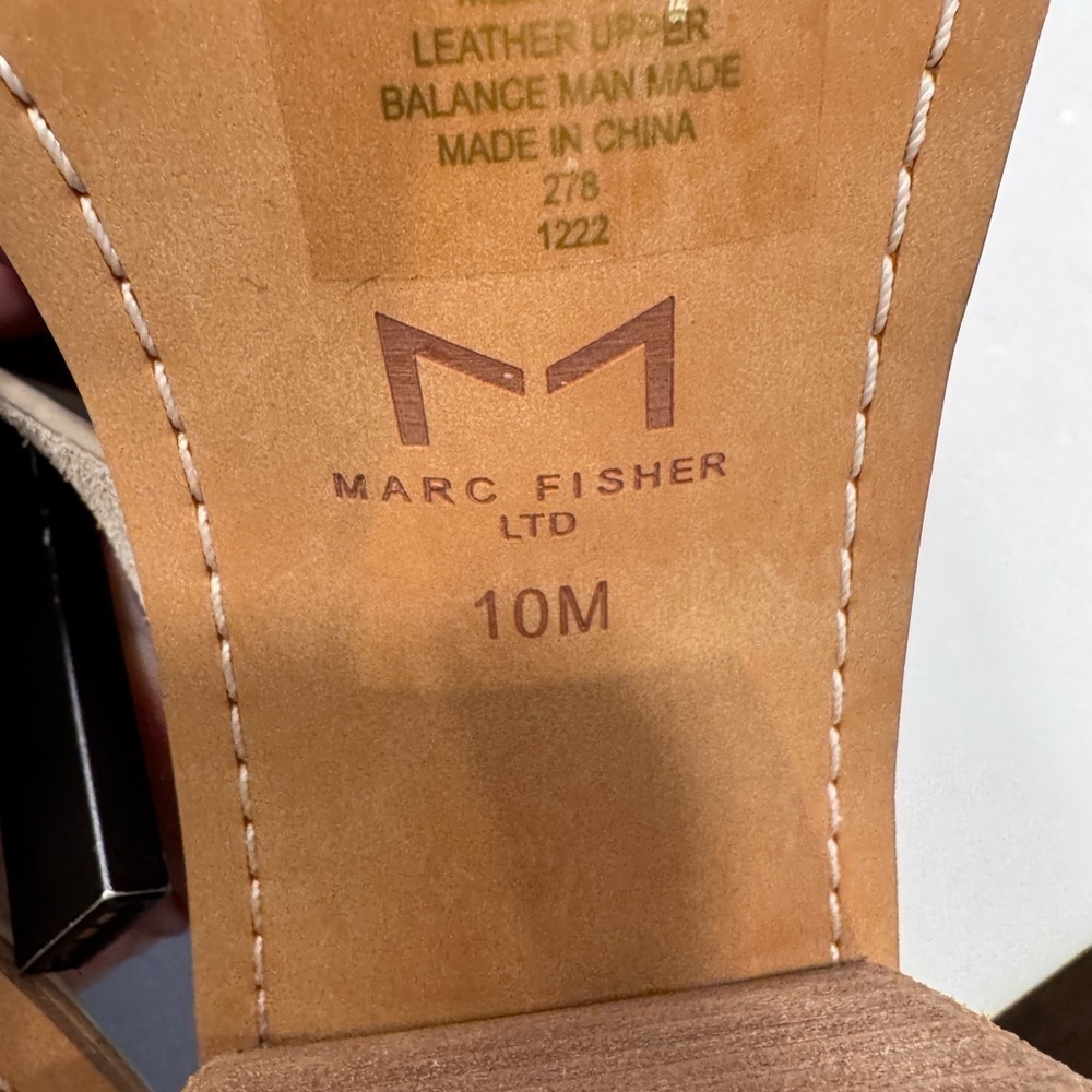 Marc Fisher LTD Louisa Leather Block Heel Slip On Sandals Gray Size 10 NEW - Picture 8 of 10